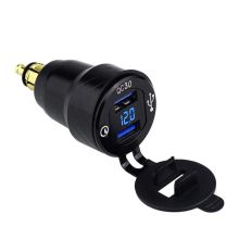 Pitgear Dual Quick Charge 3.0 USB lader met LED voltmeter (DIN), blauw