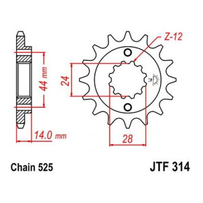 JT Voortandwiel F314-16 - 525 - 16