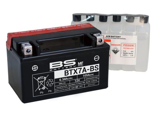 BS Battery YTX7A-BS / BTX7A-BS Onderhoudsvrij met zuurpakket